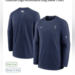 Seattle Mariners Nike Navy Authentic Collection Logo Performance Long Sleeve